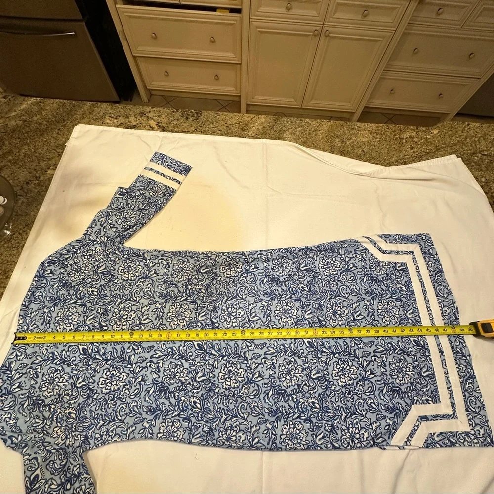 NWT SAIL TO SABLE 100% Cotton Blue & White Tunic Midi Kaftan Dress Size L - Picture 13 of 16